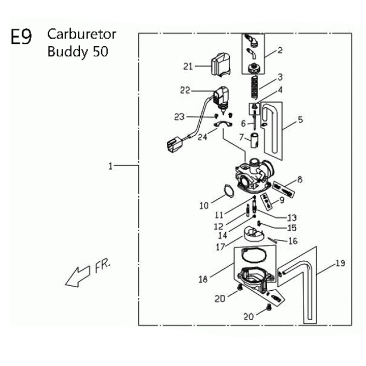 09E - Carburetor for 50cc 2-Stroke Genuine Buddy